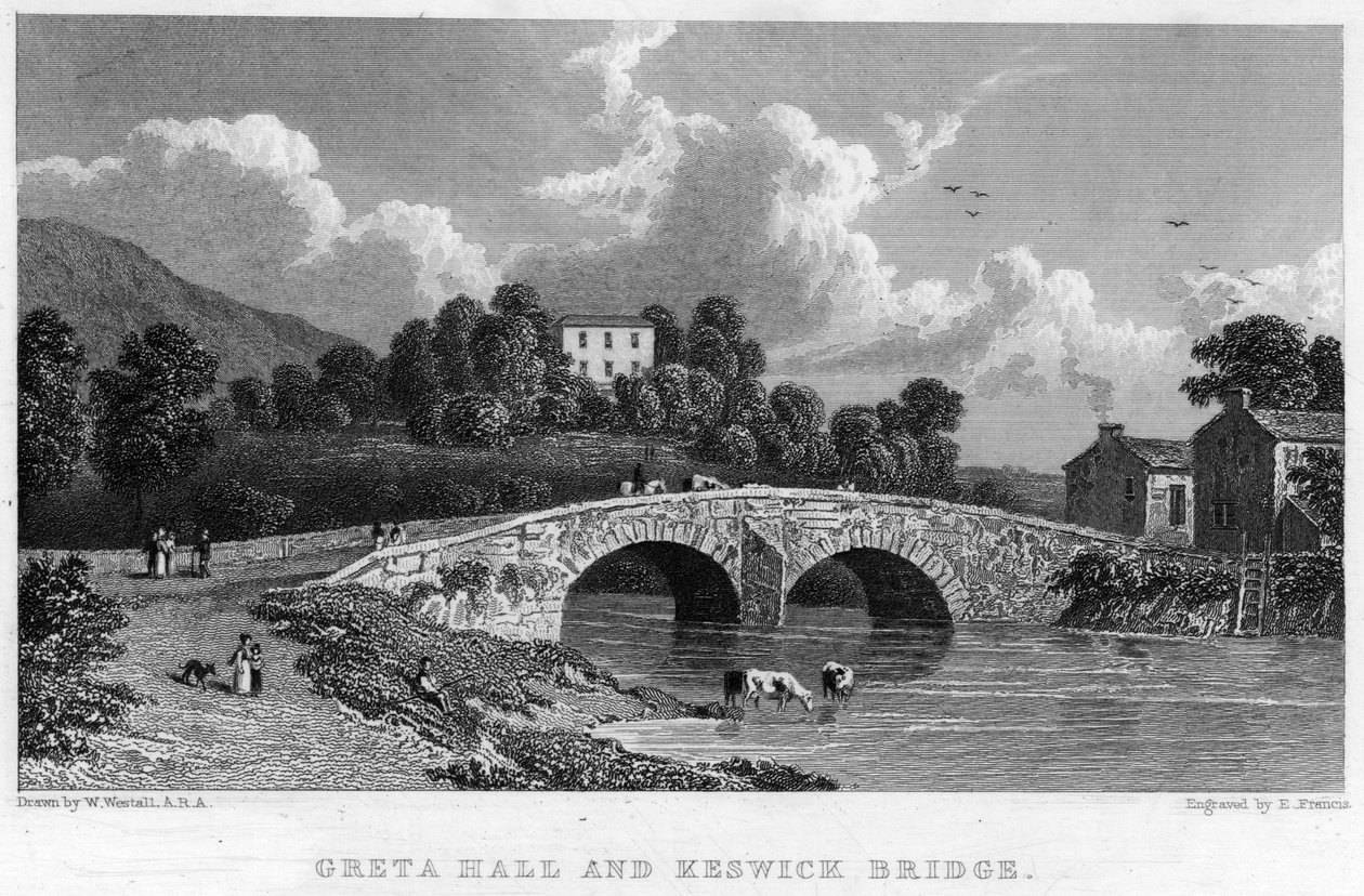 Greta Hall et pont de Keswick - William (after) Westall