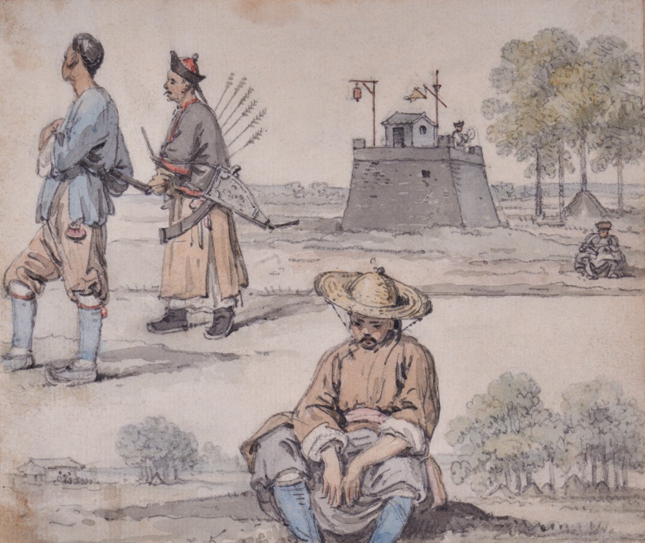 Figures chinoises (dont un archer) - William Alexander