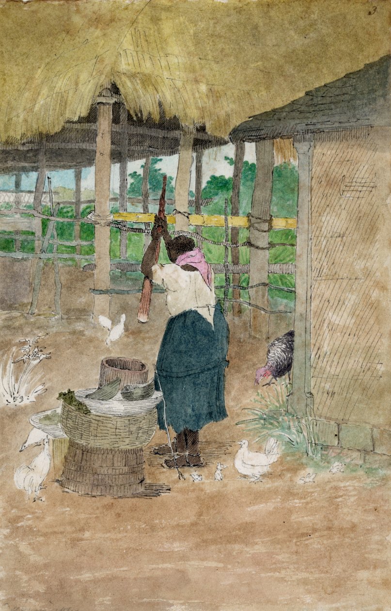 Femme battant du manioc, Jamaïque - William Berryman