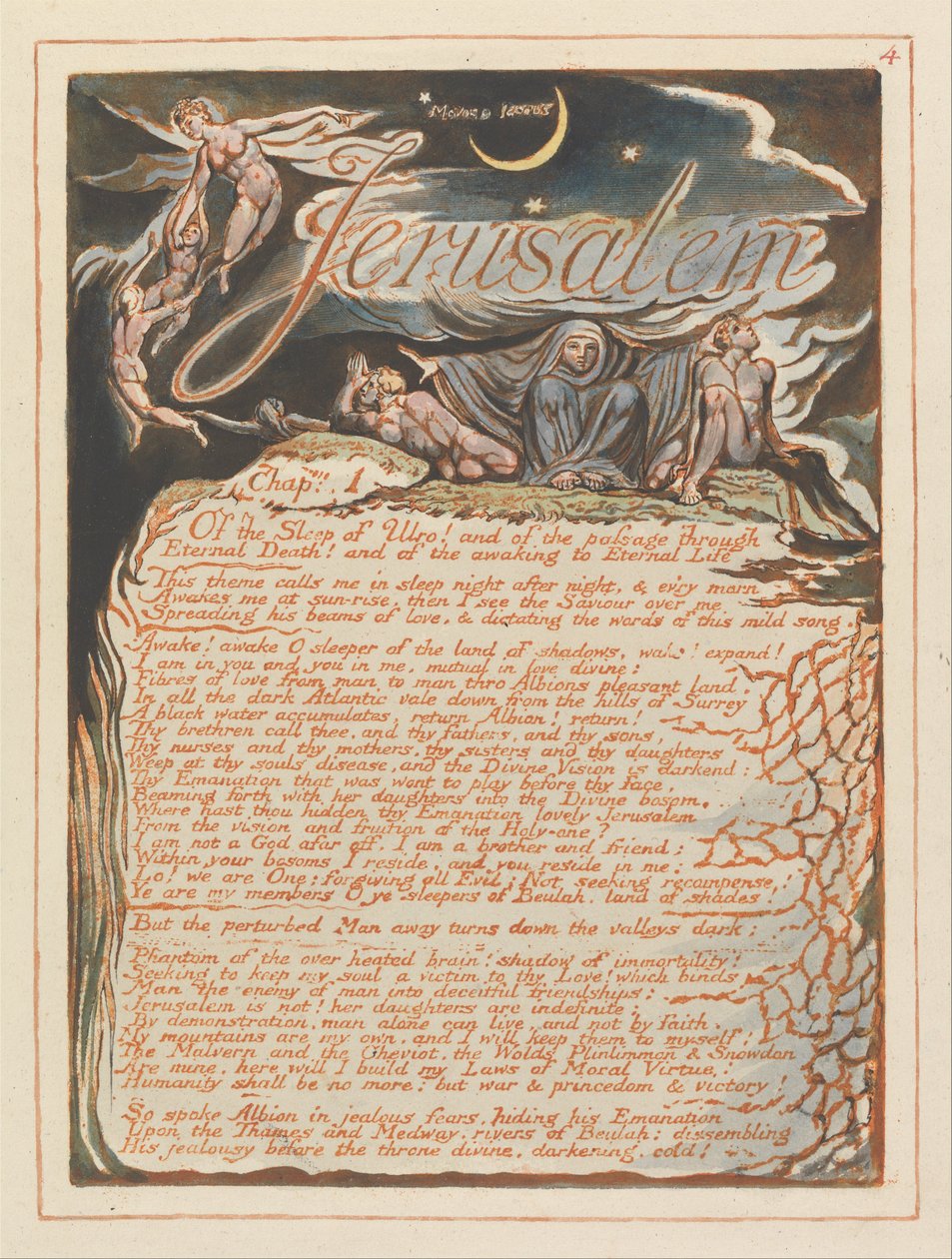 Jérusalem, Planche 4, Jérusalem, Chapitre 1.... - William Blake