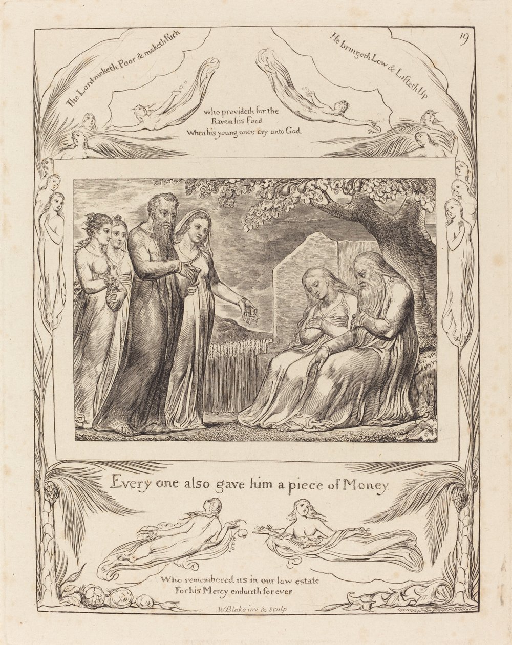 Job acceptant la charité, 1825 - William Blake