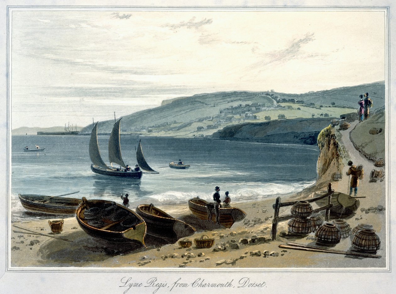 Lyme Regis, depuis Charmouth, Dorset, 1814-1825 - William Daniell