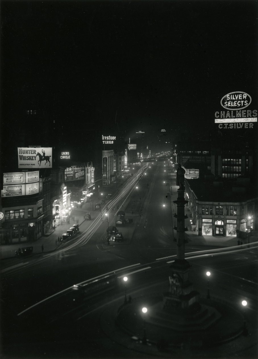 Vue nocturne à Columbus Circle, vers 1910-21 - William Davis Hassler