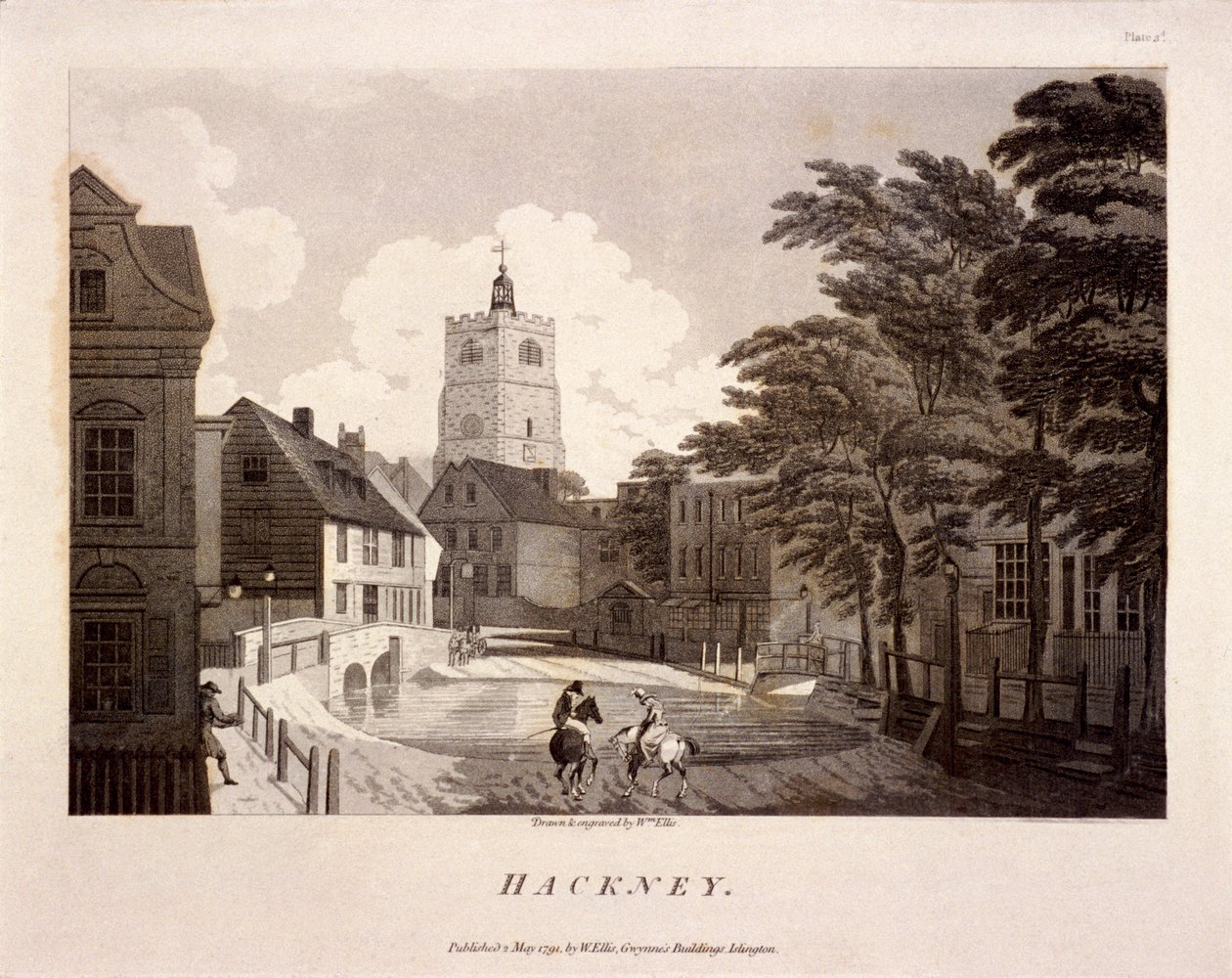 Vue générale de Hackney, Londres, 1791 - William Ellis