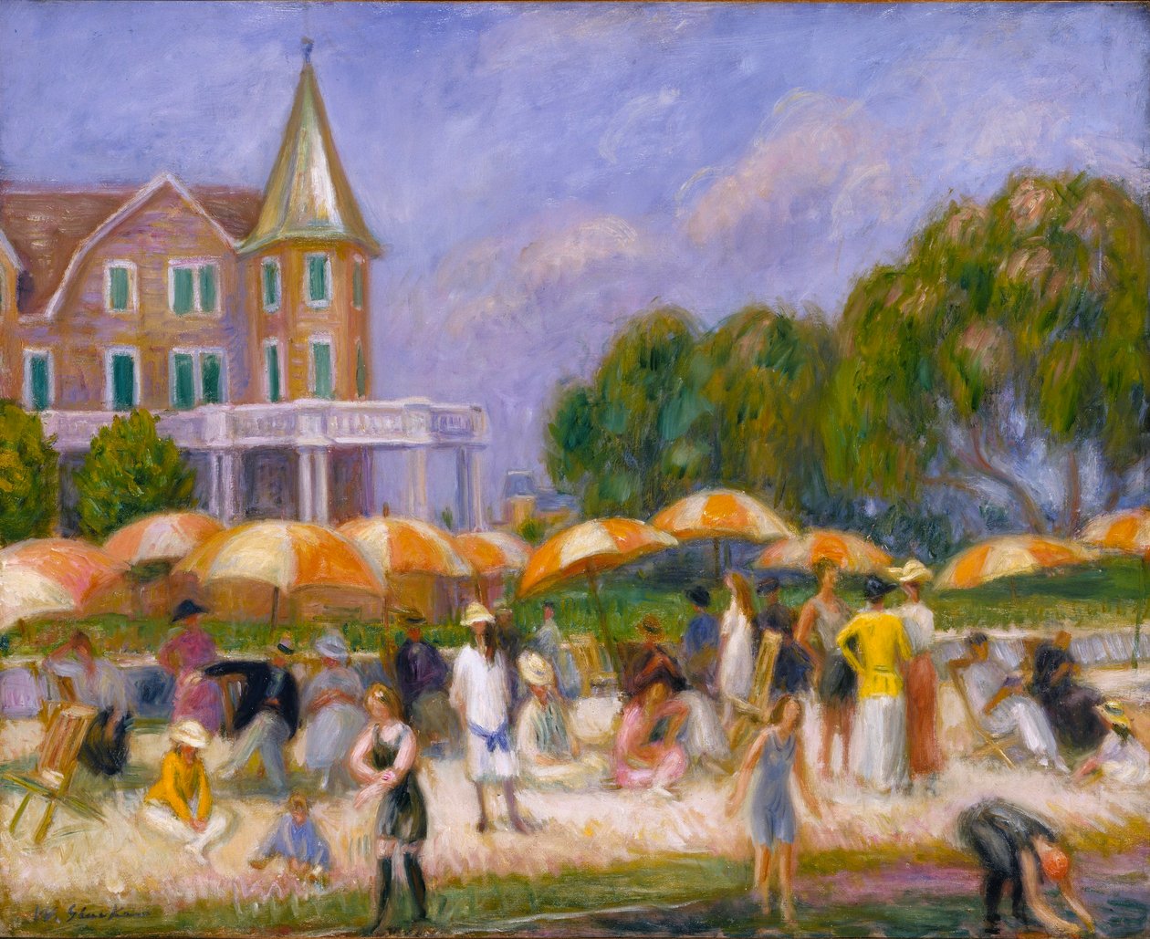 Parasols de plage à Blue Point - William Glackens