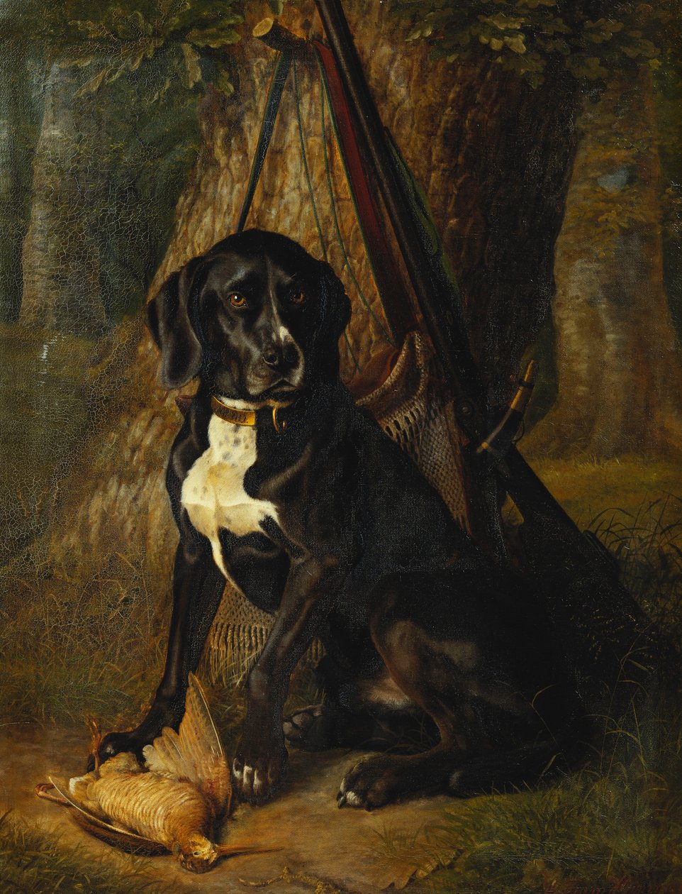 Un chien de chasse avec une bécasse, 1842 - William Hammer