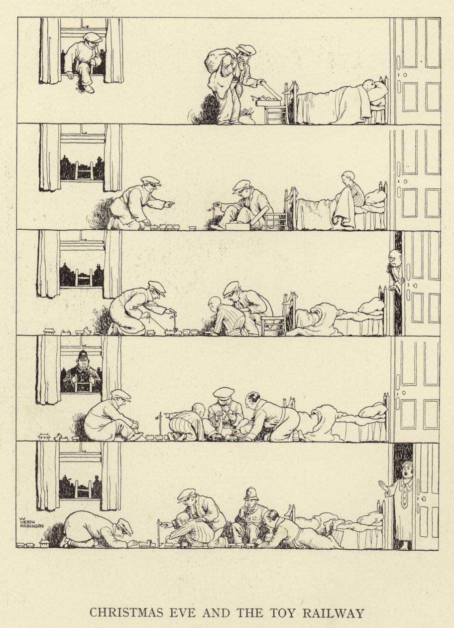 La veille de Noël et le chemin de fer jouet - William Heath Robinson