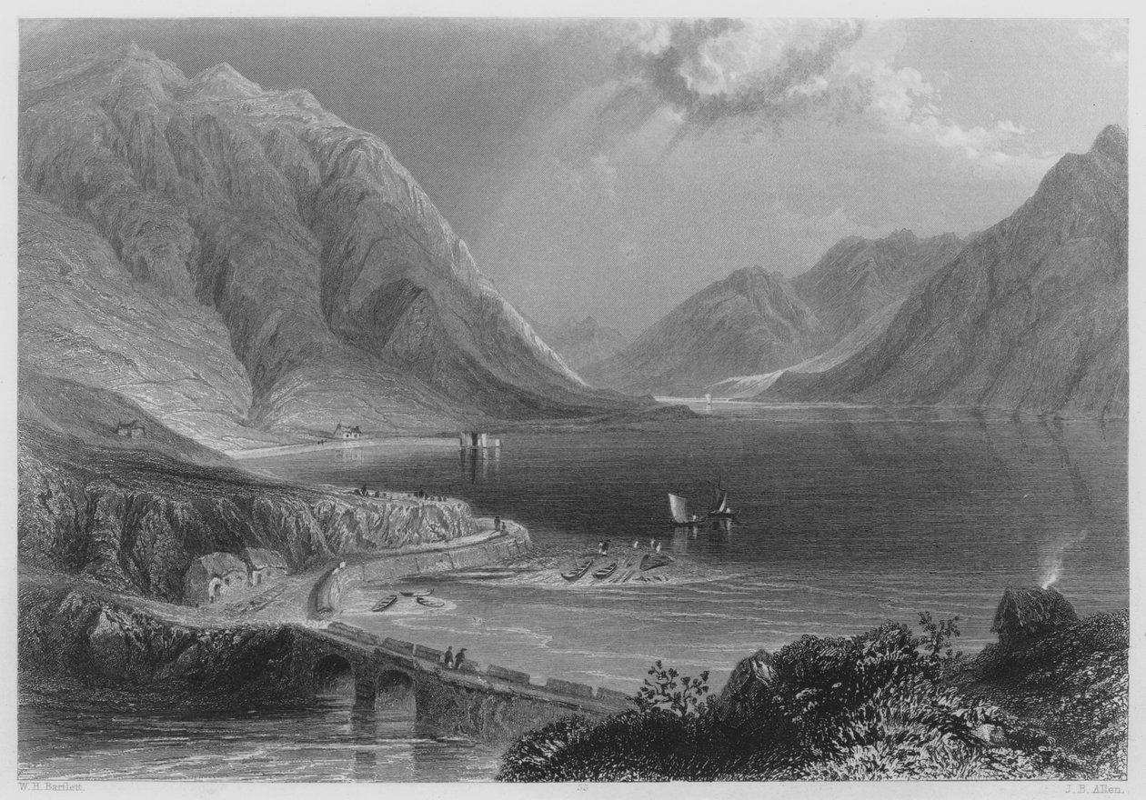 Leenane, Connemara (gravure) - William Henry (after) Bartlett