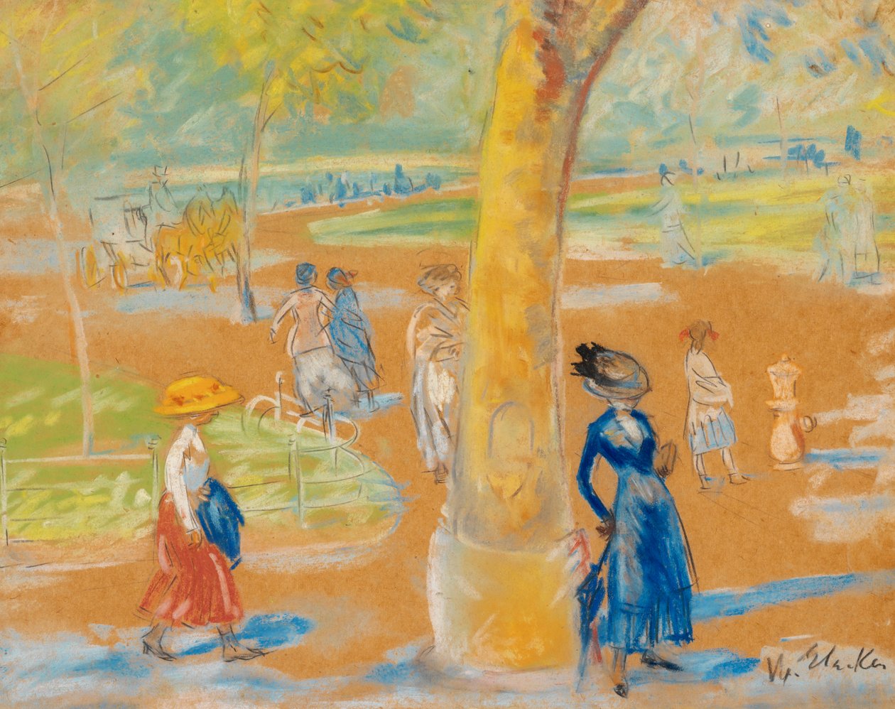 Femme avec parapluie, Washington Square - William James Glackens