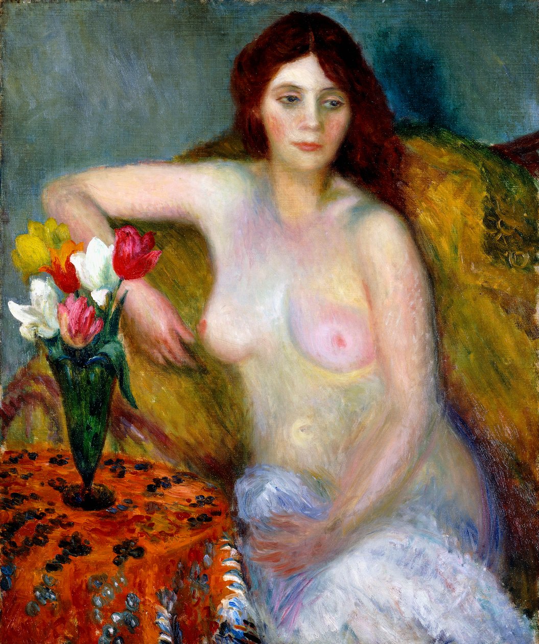 Nu avec tulipes - William James Glackens
