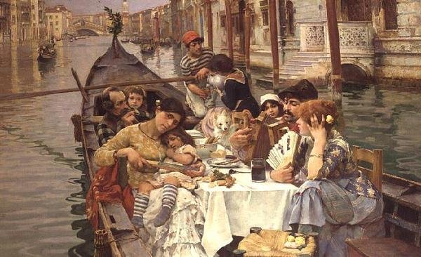 Un repas en plein air vénitien - William Logsdail