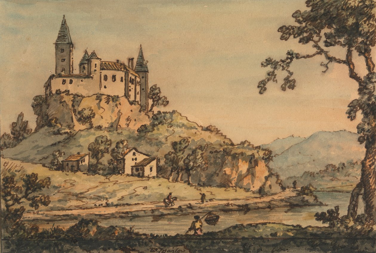 Château surplombant une rivière - William Marlow