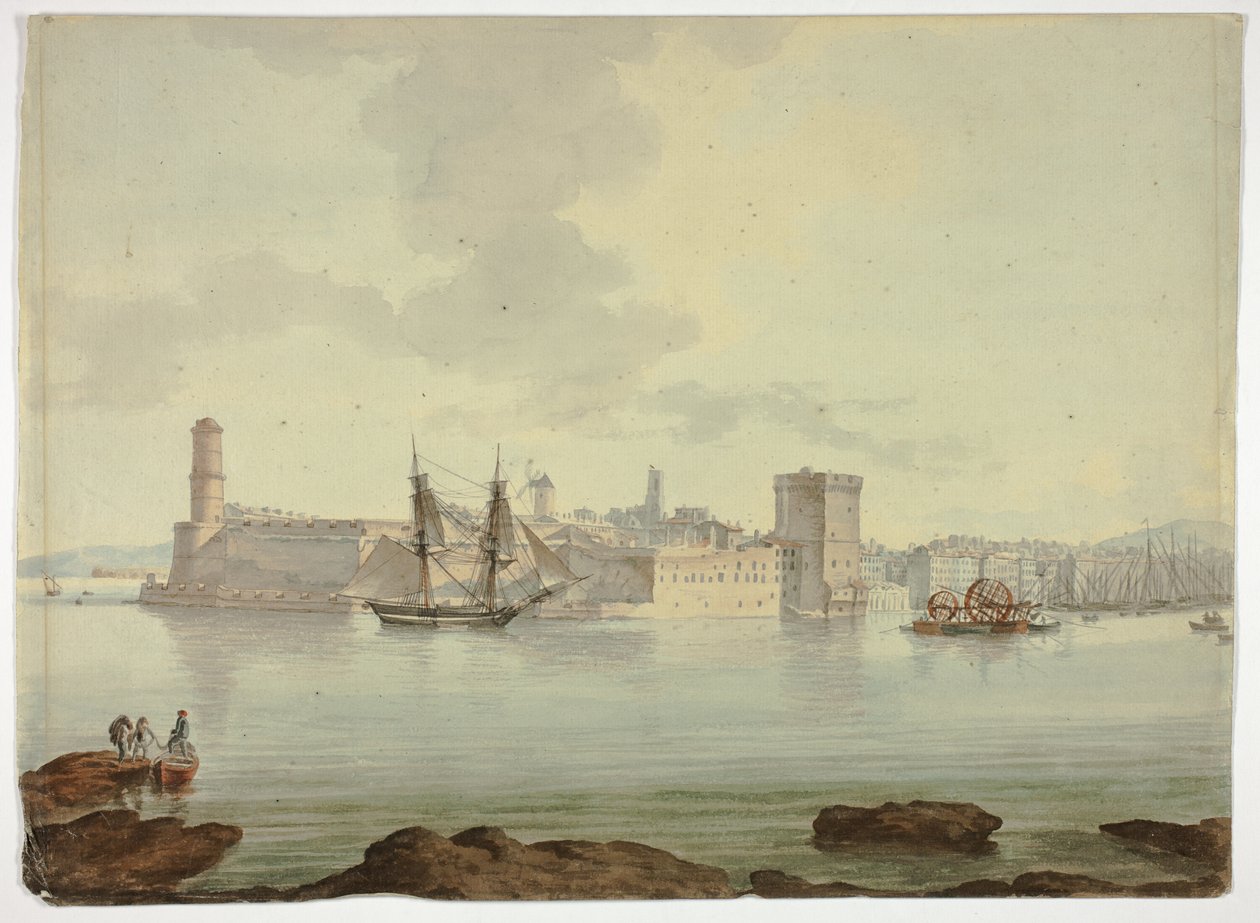 Port devant une ville fortifiée - William Marlow