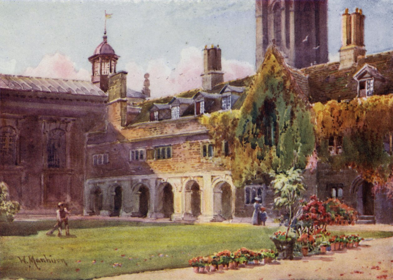 Une Cour et Cloîtres à Pembroke College - William Matthison