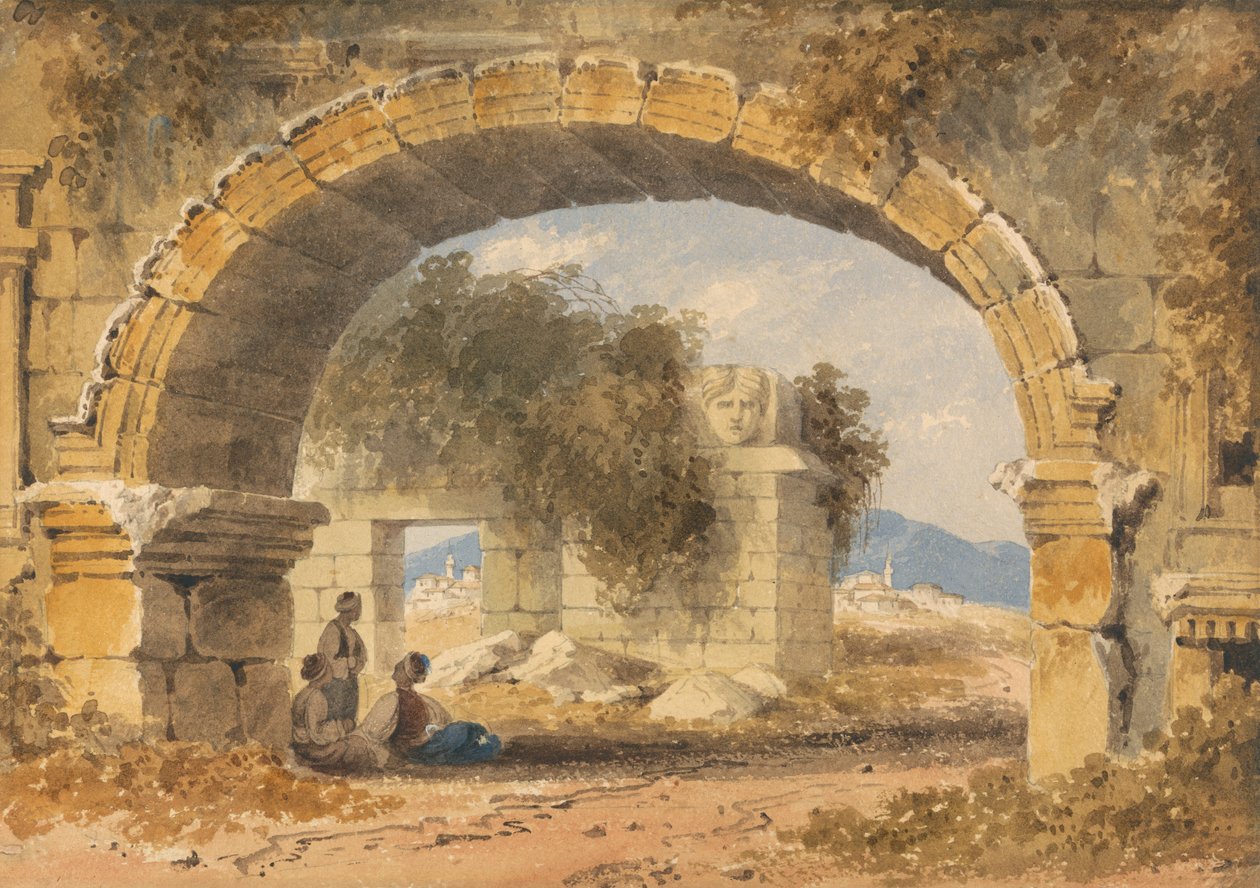 Figures Assises Sous une Arche de Pierre - William Page