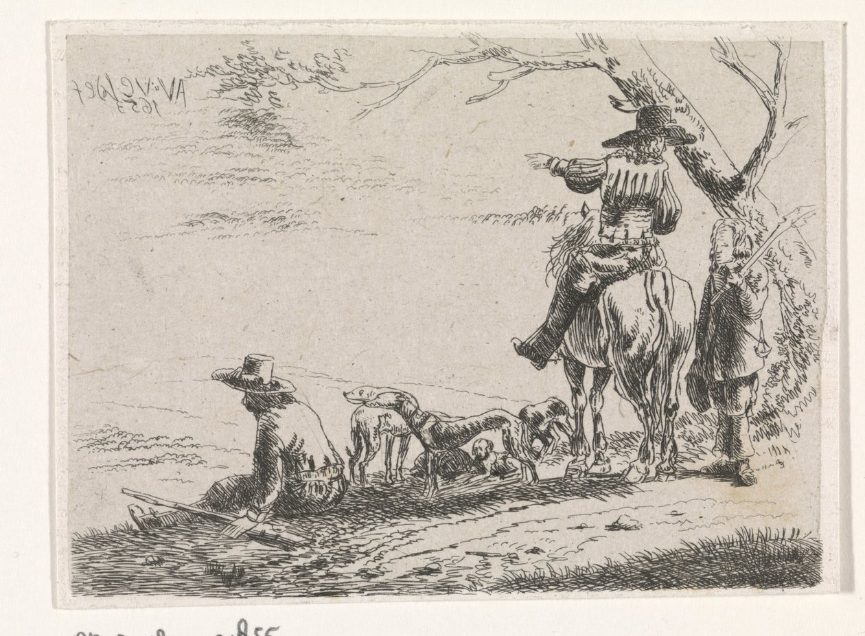 Trois chasseurs avec des chiens - William Young Ottley
