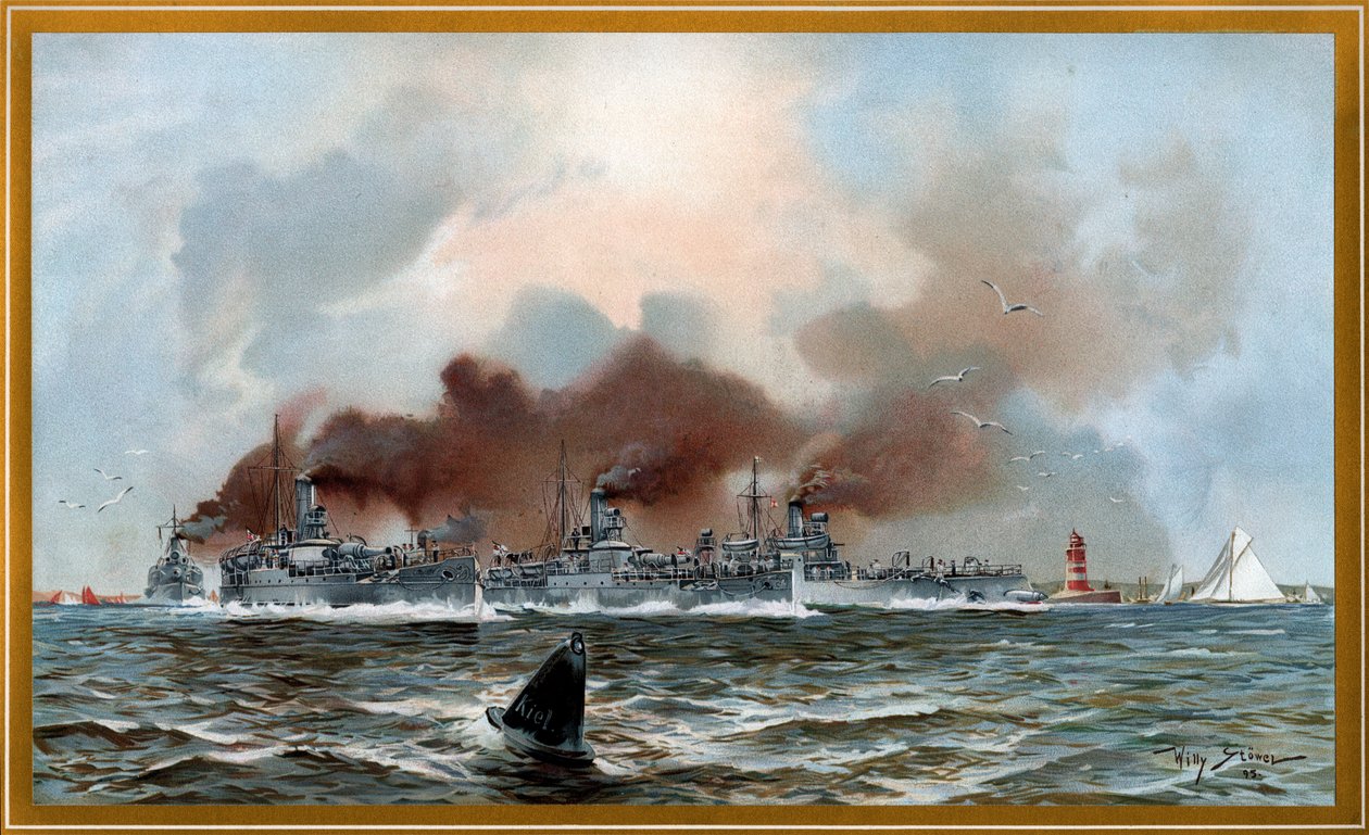 Marine impériale Urminius et canonnières blindées à Friedrichsort - Willy Stöwer