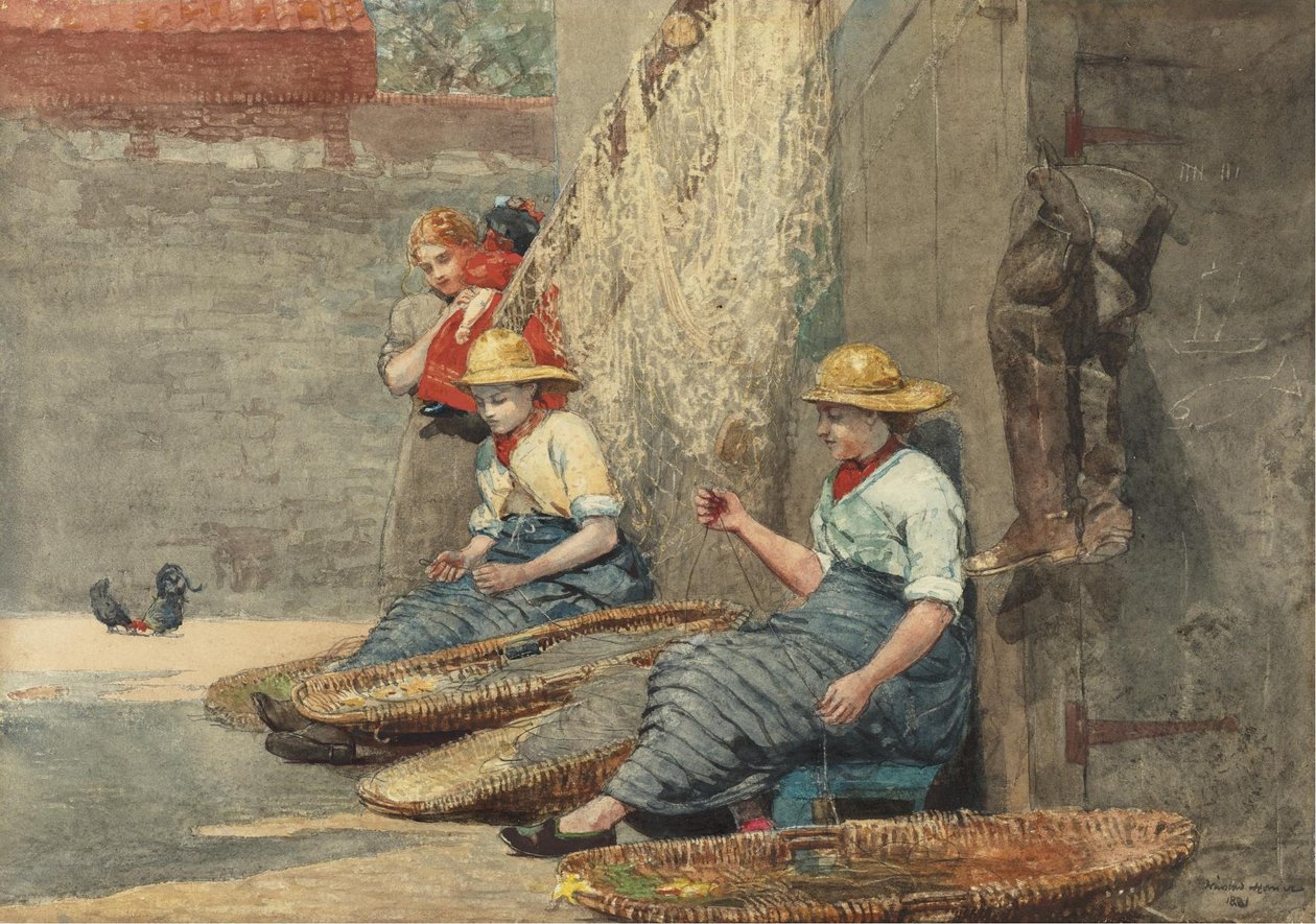 Pêcheuses enroulant des lignes - Winslow Homer
