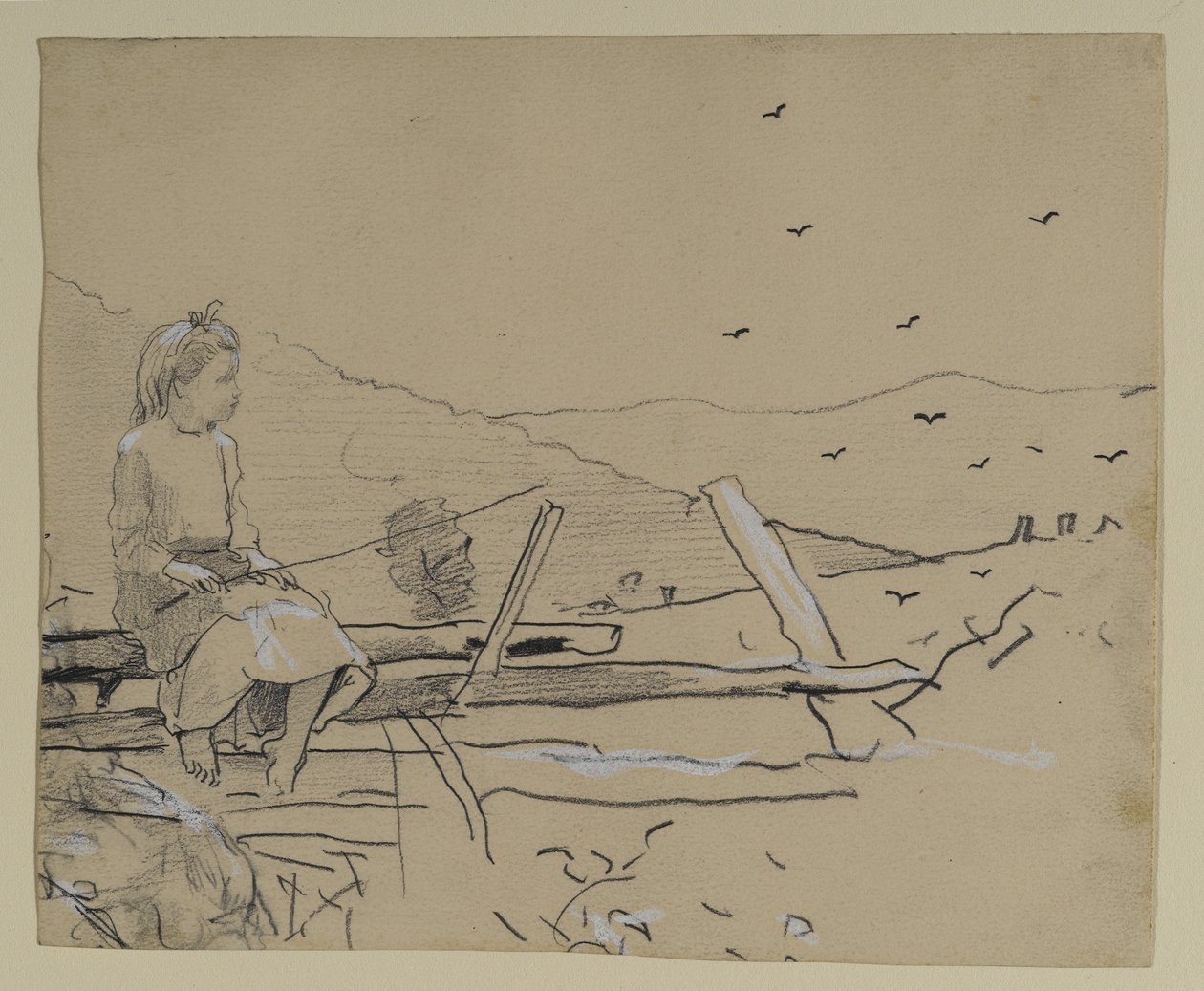Fille assise sur une clôture en bois, 1879 - Winslow Homer