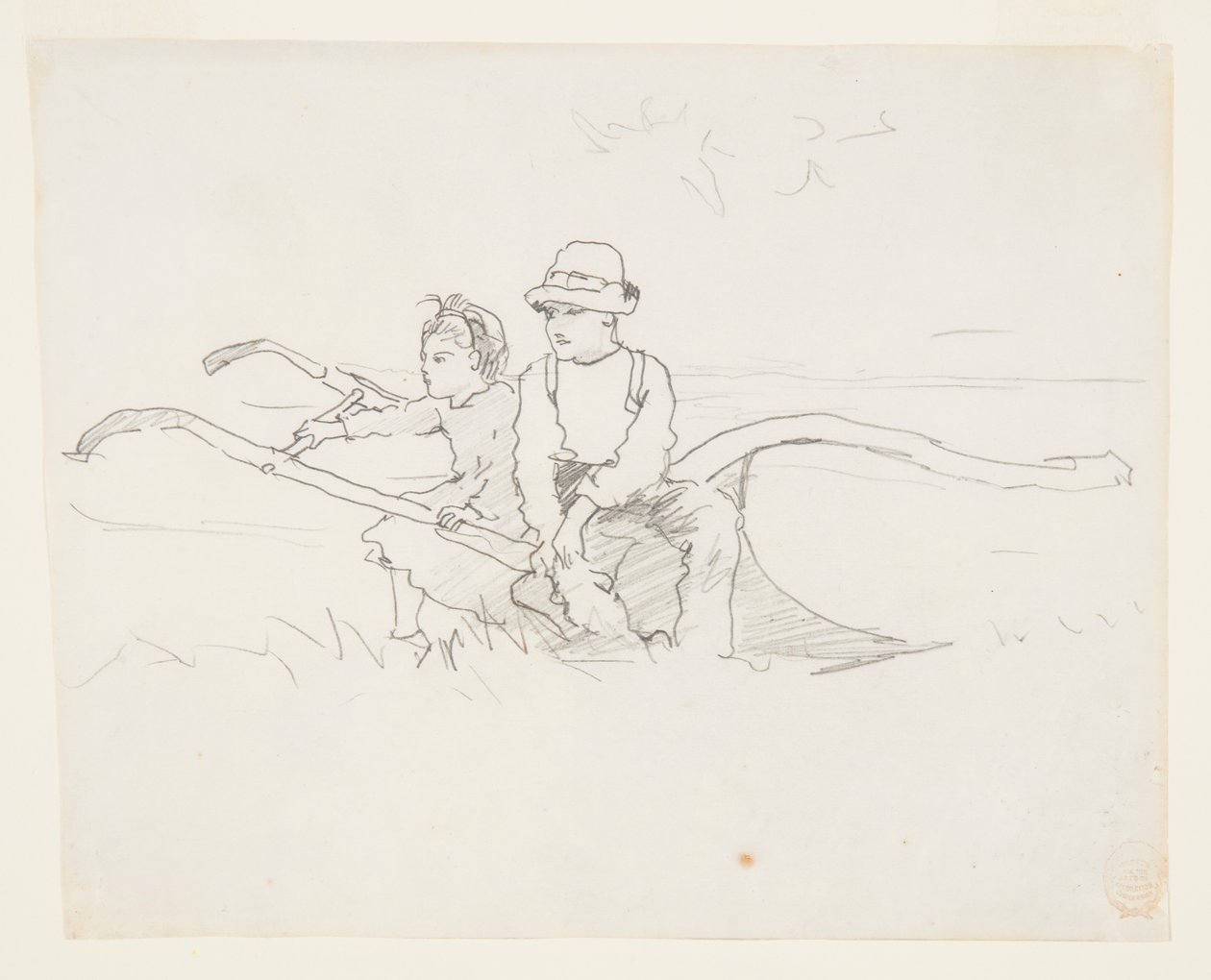 Garçon et fille sur une charrue - Winslow Homer