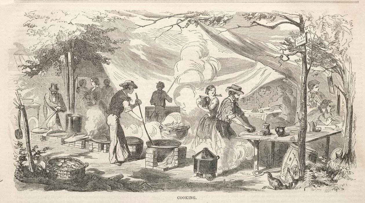 Esquisses de réunion de camp : Cuisine, 1858 - Winslow Homer