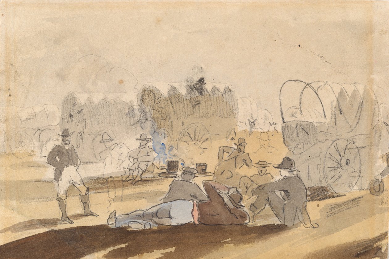 Caravane avec chariots couverts au repos - Winslow Homer