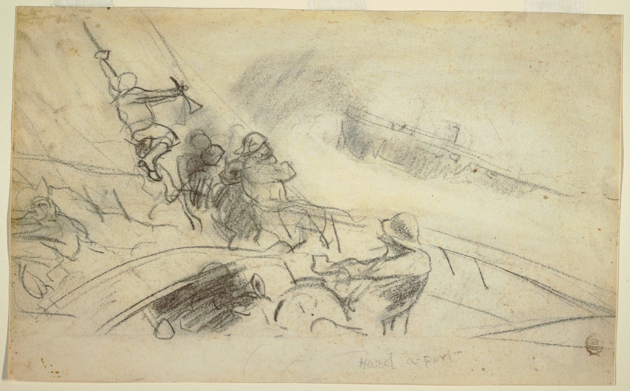 Dessin, Hard-a-Port, 1885-90 - Winslow Homer