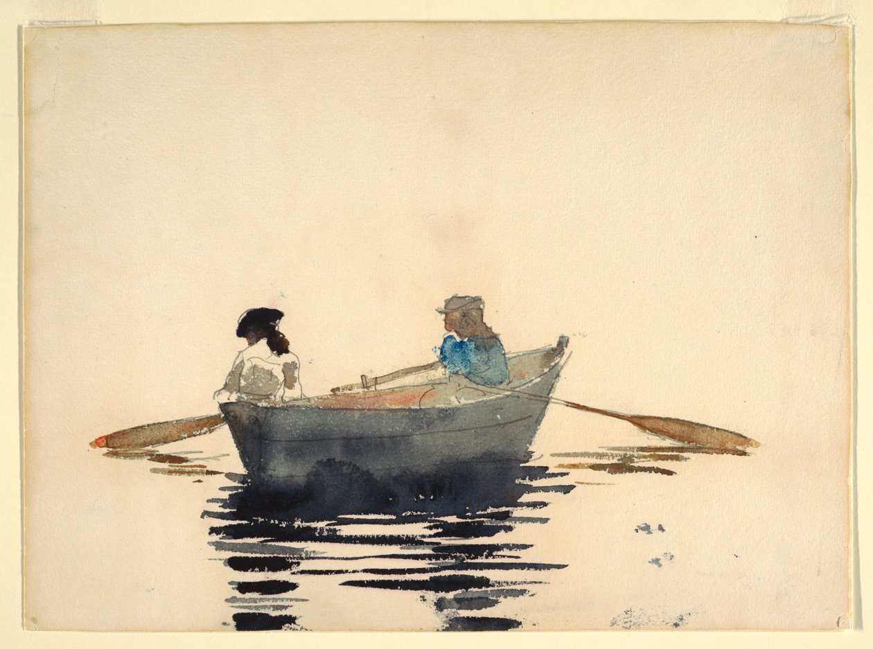 Dessin, Deux filles dans une barque, 1876-80 - Winslow Homer