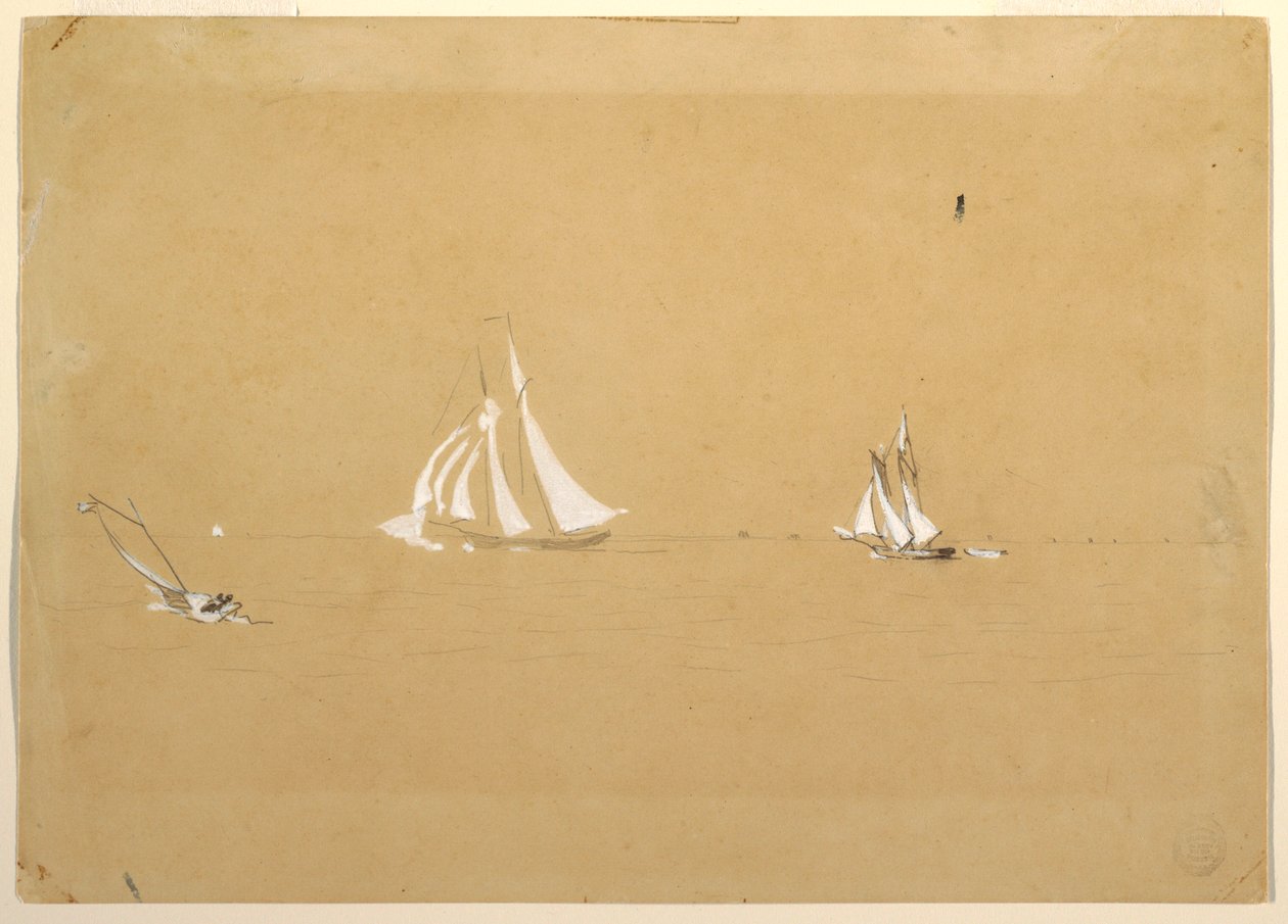 Dessin, deux goélettes, 1880 - Winslow Homer