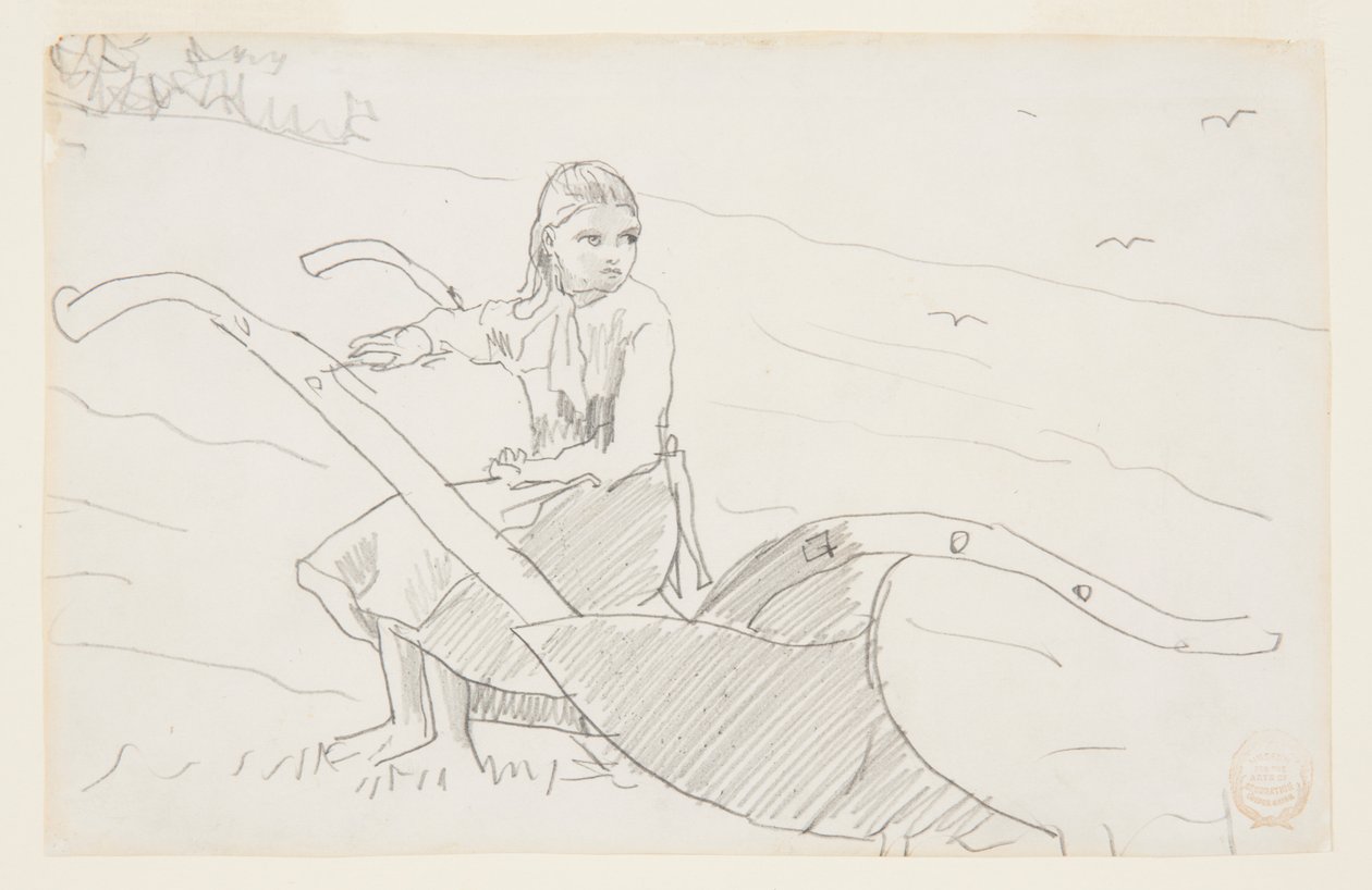 Fille assise sur une charrue - Winslow Homer