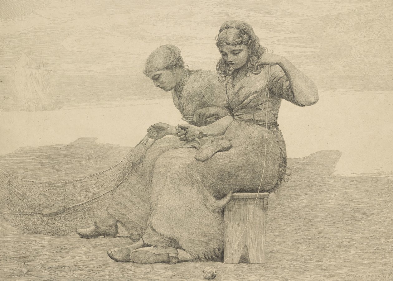 Réparer les déchirures, 1888, probablement imprimé vers 1940 - Winslow Homer