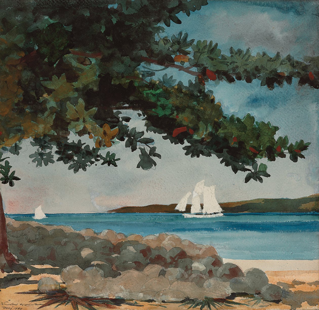 Nassau : Eau et voilier, 1899 - Winslow Homer