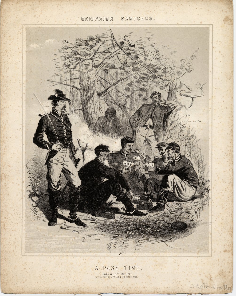 Pass Time: repos de la cavalerie, croquis de campagne - Winslow Homer