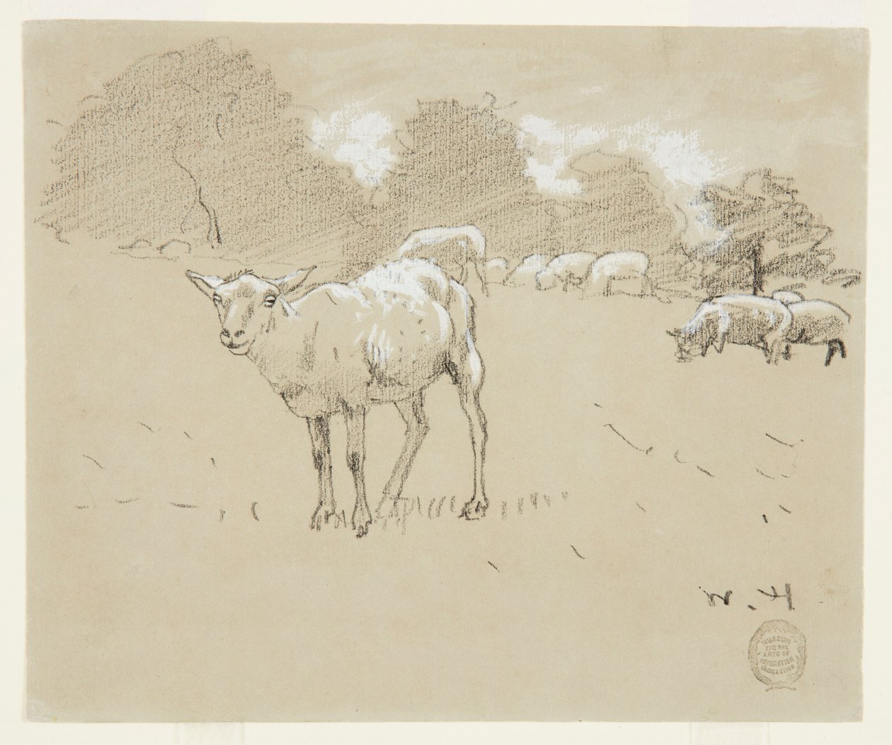 Moutons Pâturant dans un Champ - Winslow Homer