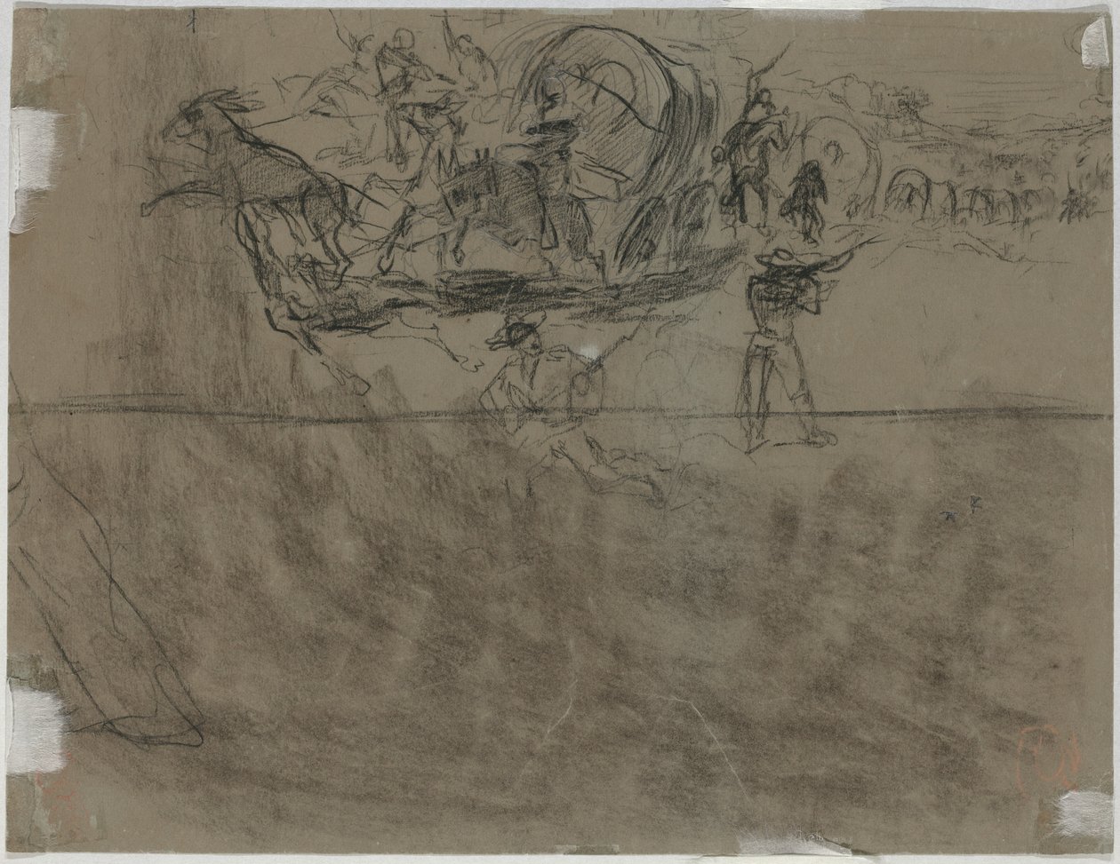 Escarmouche impliquant un convoi de wagons (verso) - Winslow Homer