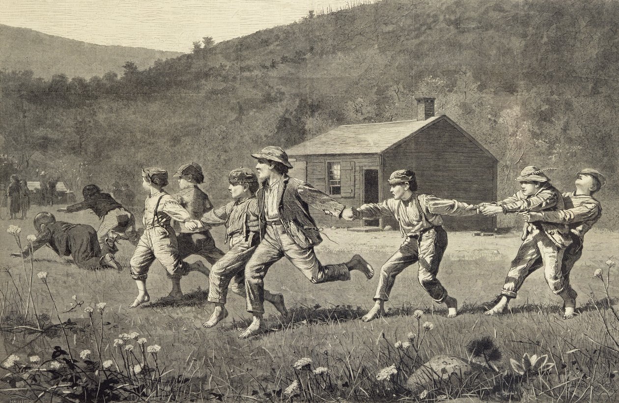 Snap the Whip (gravure sur bois) - Winslow Homer