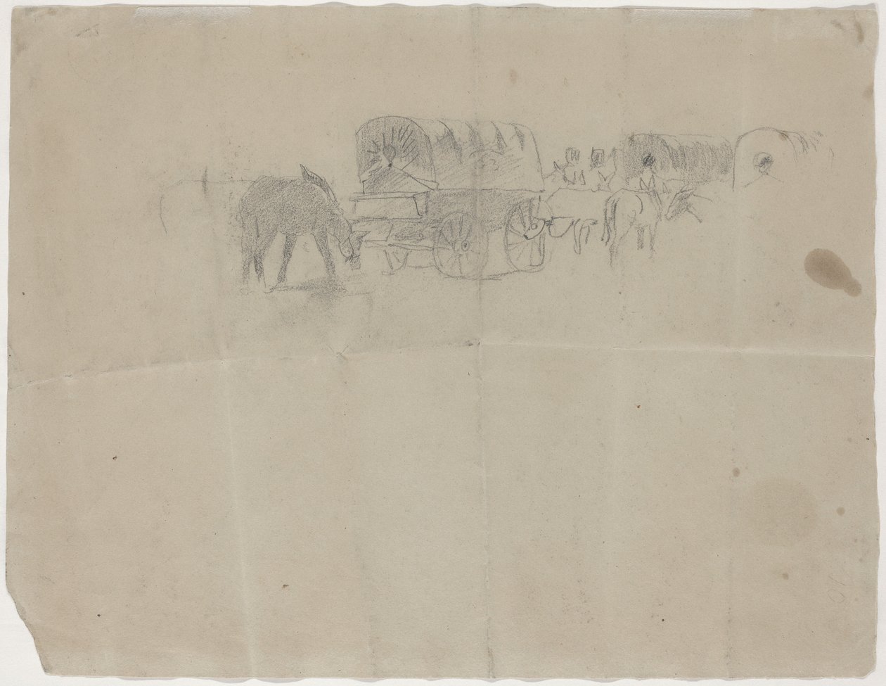 Train de ravitaillement et mules [verso] - Winslow Homer