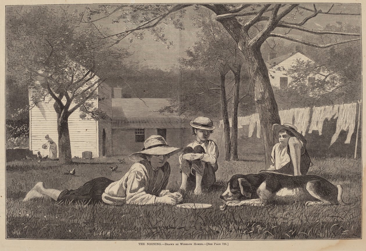 La pause de midi, publié en 1873 - Winslow Homer