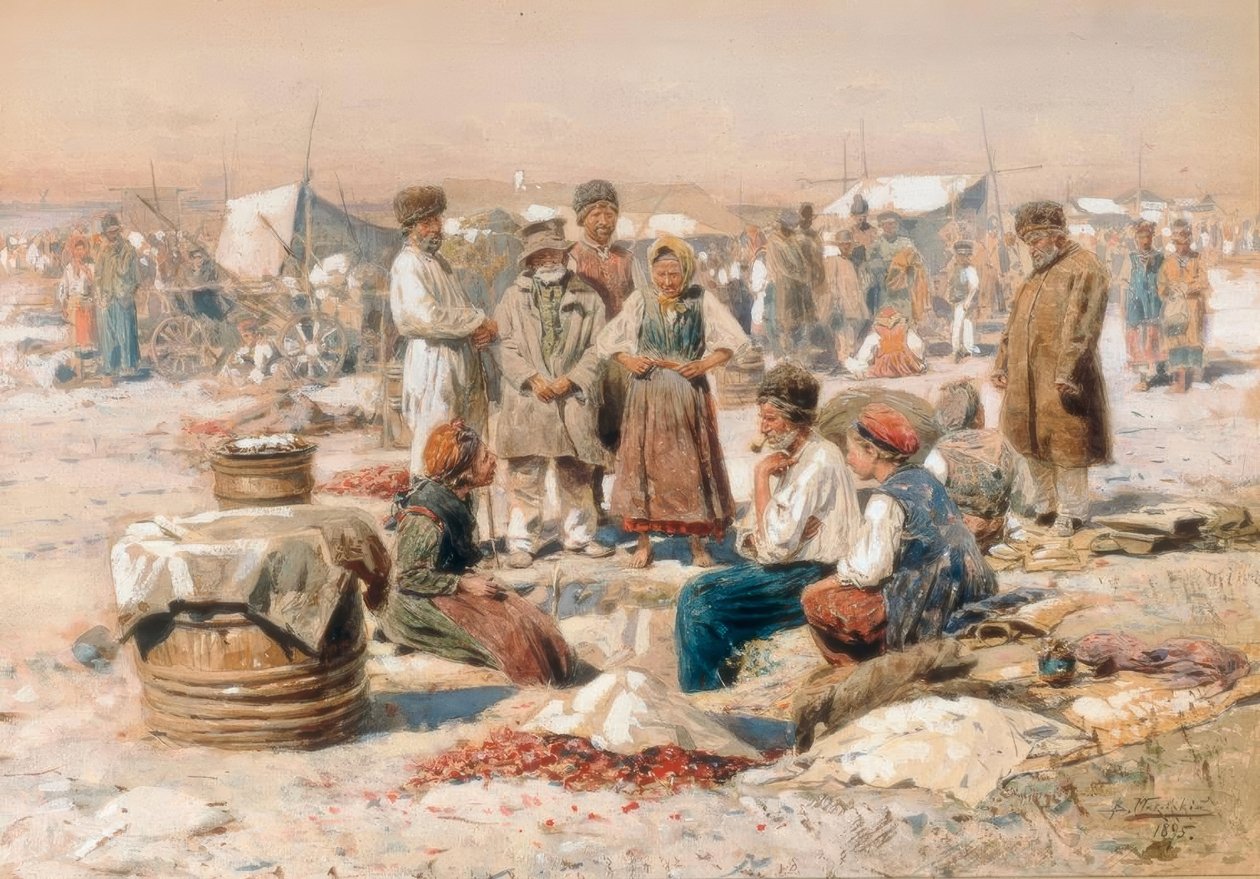 Marché du village - Wladimir Jegorowitsch Makowski