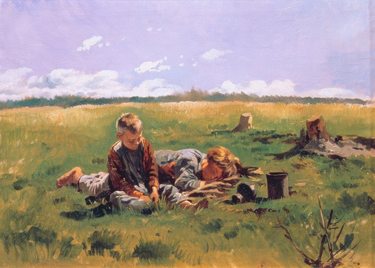 Garçons dans un pré - Wladimir Jegorowitsch Makowski