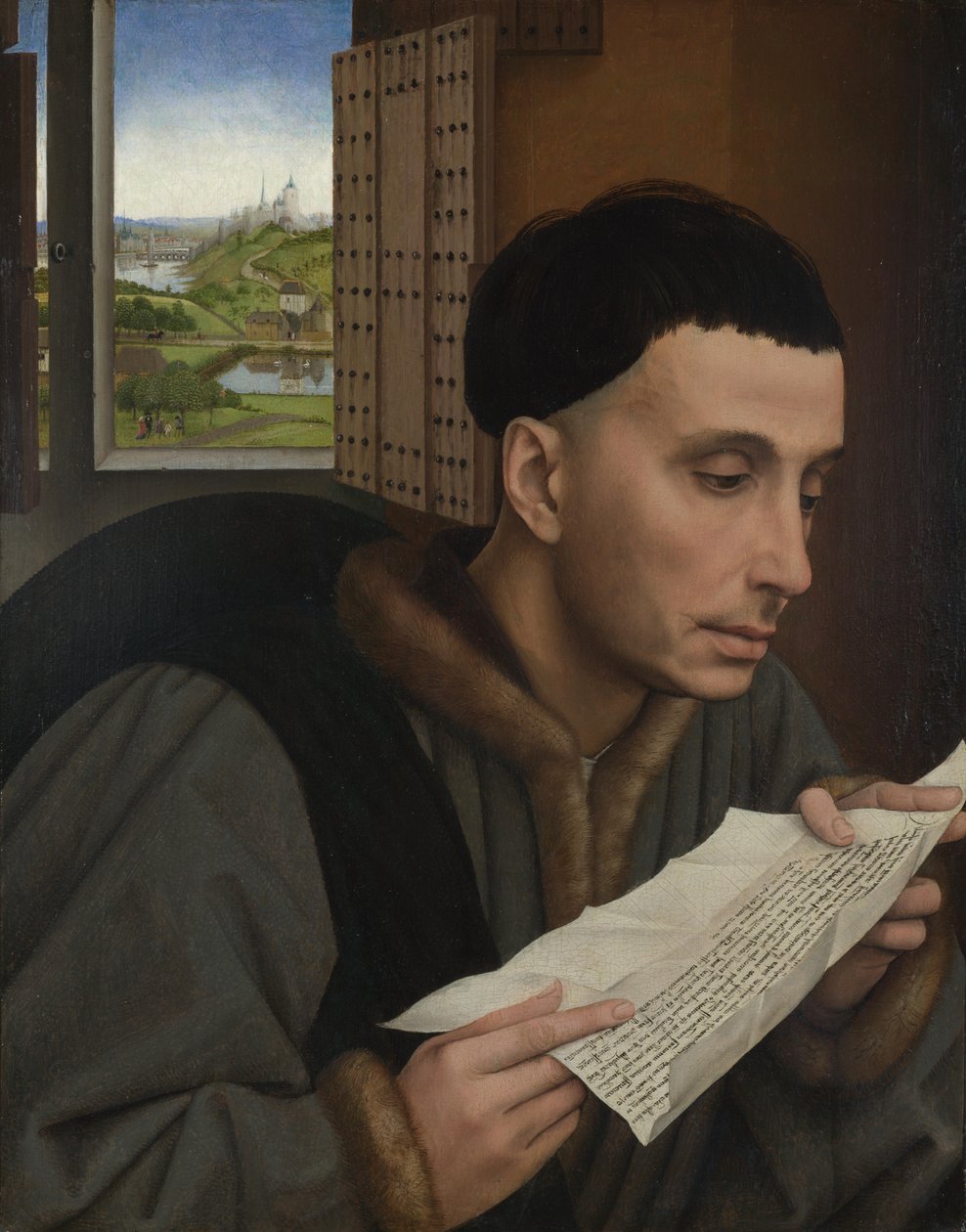 Un homme lisant (Saint Ivo ?) - Workshop of Rogier van der Weyden