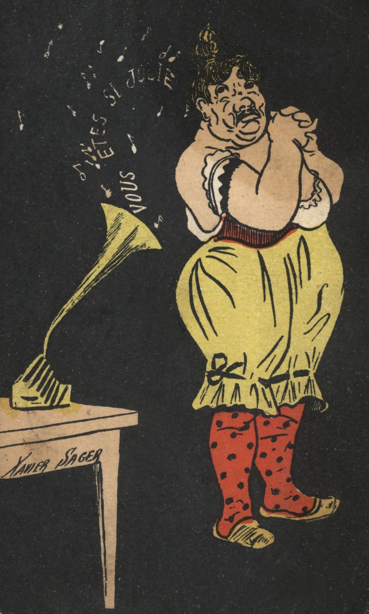 Femme avec un gramophone - Xavier Sager