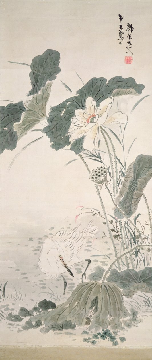 Héron et lotus - Yamamoto Baiitsu