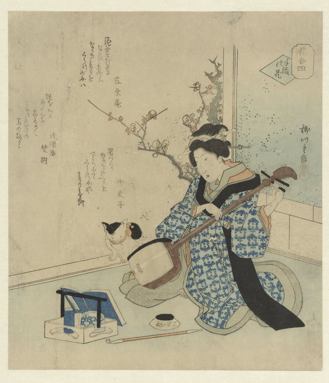 Geisha accordant son shamisen - Yanagawa Shigenobu (II)