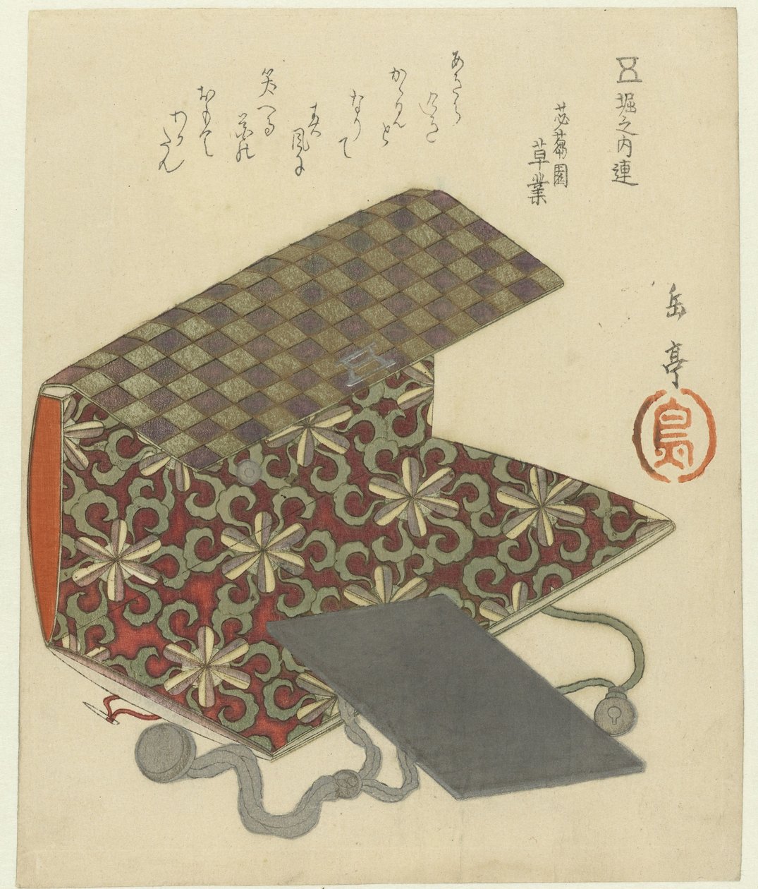 Pochette et miroir - Yashima Gakutei