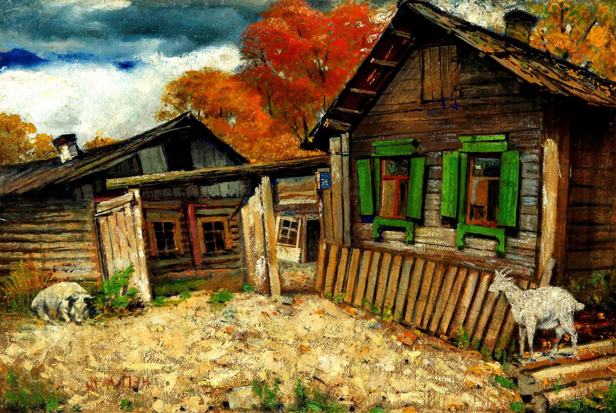 Maison avec une chèvre - Yehuda Pen