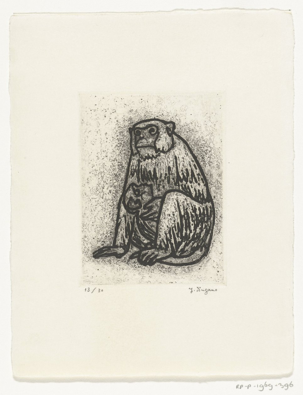 Singe avec son petit - Yo Sugano (signed by artist)