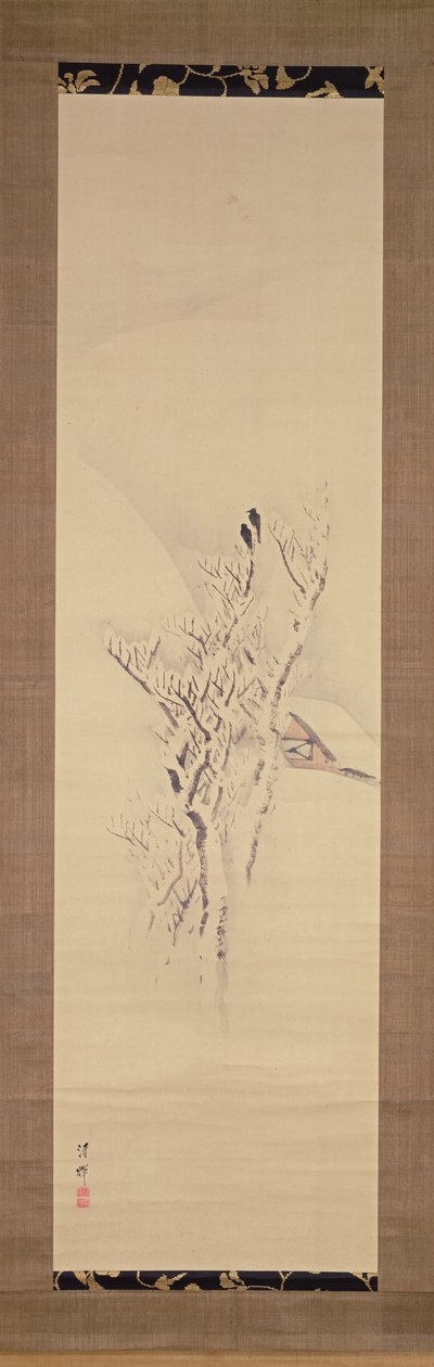 Paysage enneigé avec des corbeaux dans un arbre, c.1820-50 - Yokoyama Seiki