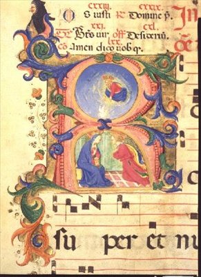 Missel 515 f.42r Initiale historiée R représentant l