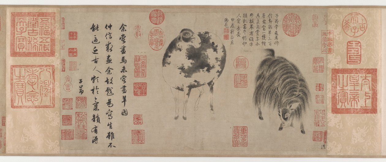 Mouton et chèvre, dynastie Yuan, vers 1300 - Zhao Mengfu Chao Meng Fu or